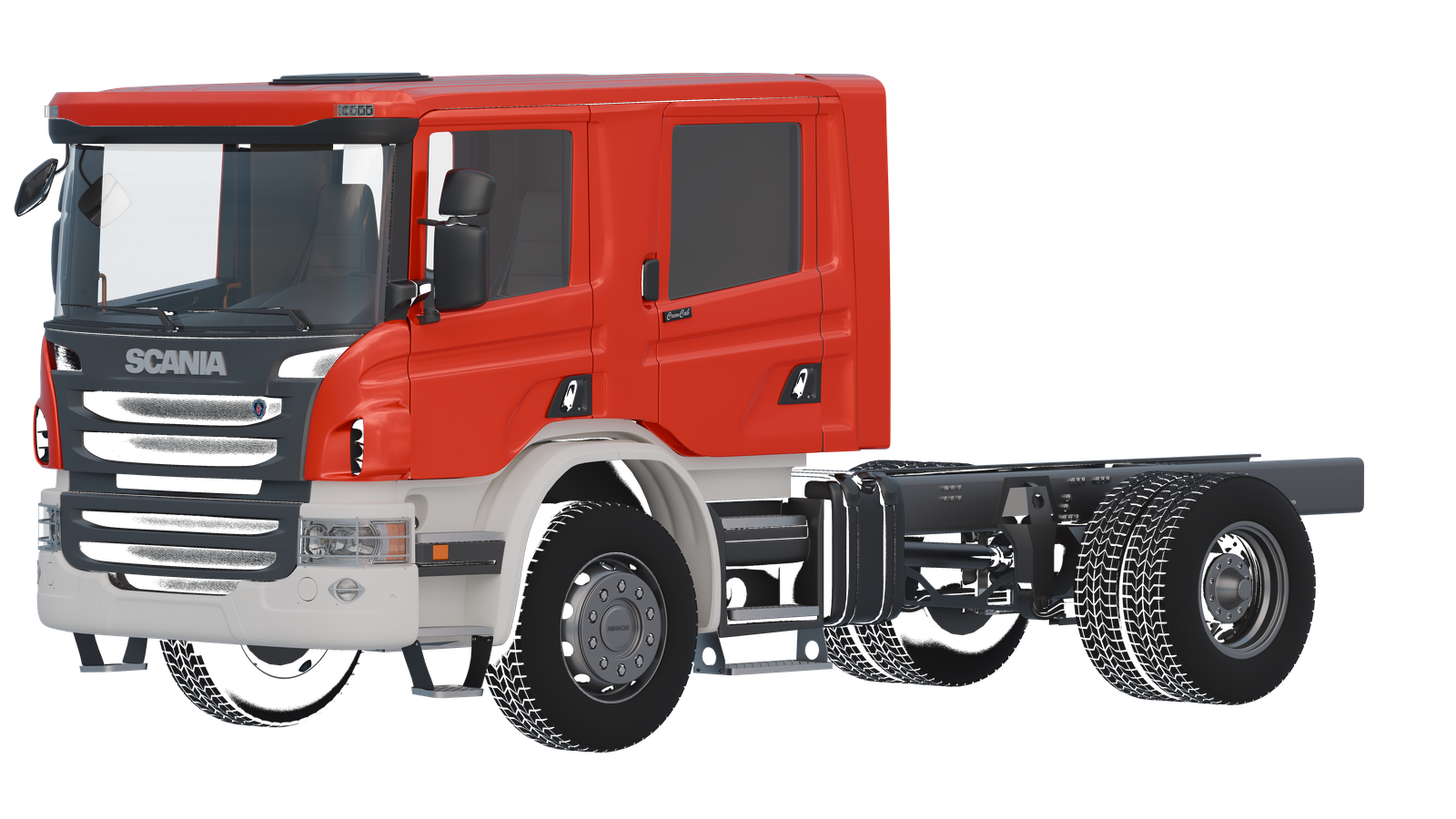 Scania P-series 2008-2014 CrewCab Chassis 4x4 v2 3D model