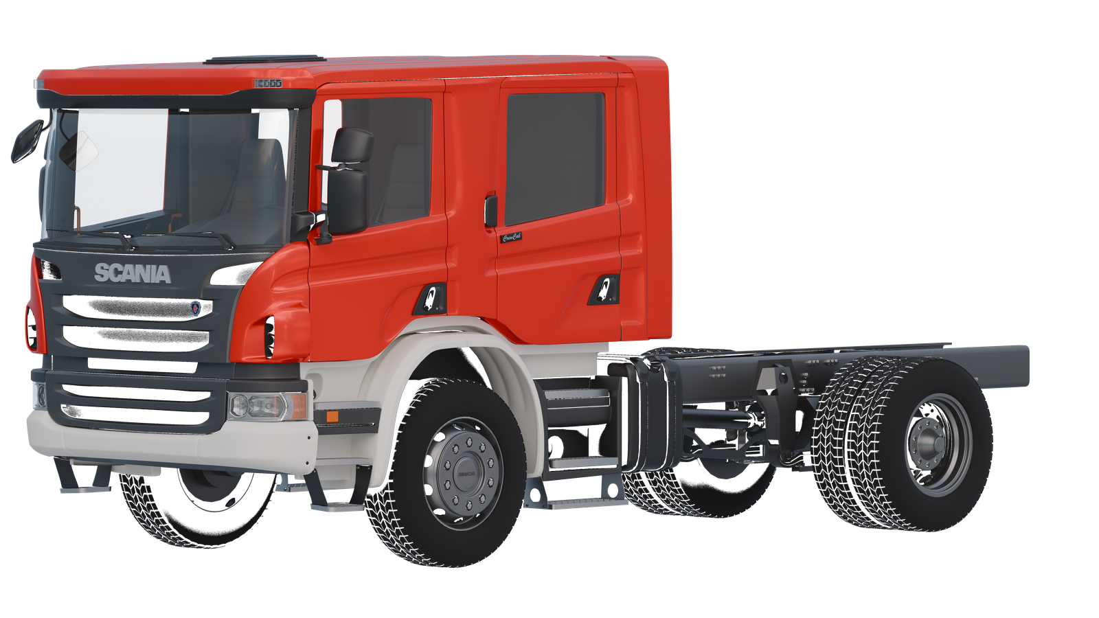 Scania P-series 2008-2014 CrewCab Chassis 4x4 v3 3D model